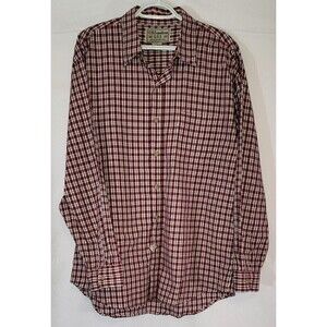 US Expedition Plaid Long Sleeve Button Up 100% Cotton Shirt - Size L